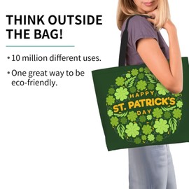 Feeuoai St.Patrick's Day Tote Bag Large Interior Pocket Tote Bag Reusable Shoulder Tote Bags Travel Bags