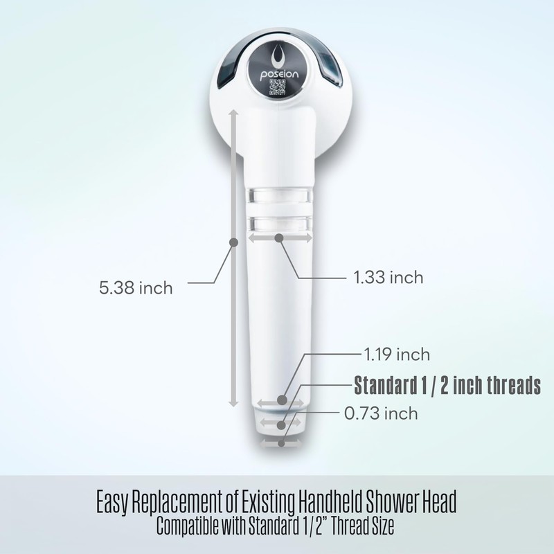 POSEION BT100 DB Filtered Shower Head – Handheld, High Pressure,