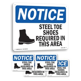 Steel Toe Shoes Required Area OSHA Notice Rigid Plastic Sign 24 Inch x 18 Inch - 5 Pack