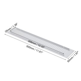 sourcing map Air Vents Cover, 2Pcs 300 x 50mm Aluminum Alloy Rectangle Air Return Vent Cover with Screw, Ventilation Grille Decorative Covers for Door Cupboard Wardrobe Shoes Cabinet (Silver)