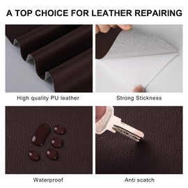 YAFLC Leather Repair Patch for Furniture, 4" x 63" Self Adhesive Leather Repair Kit Vinyl Repair Tape for Car Seat Sofa Jackets Couches Chair Dark Brown