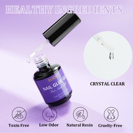 EODCI Colla per unghie finte, 15 ml, Soak Off UV LED, ideale per unghie finte, unghie finte, nail art, unghie naturali