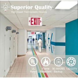 Gruenlich LED Exit Sign,Emergency Light with Double Face and Battery Backup,UL 924 Qualified, AC 120/277V, US Standard Hardwired Red Letter Exit Lights for Business, 12-Pack