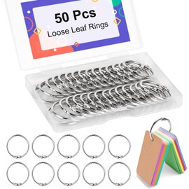 50Pcs Rings for Index Cards Binder Rings 1.2 Inch Colorful Book Rings, IKAYAS Loose Leaf Paper Rings Keychain Key Rings Binder Ring Notebook Rings for School Office (Silver)