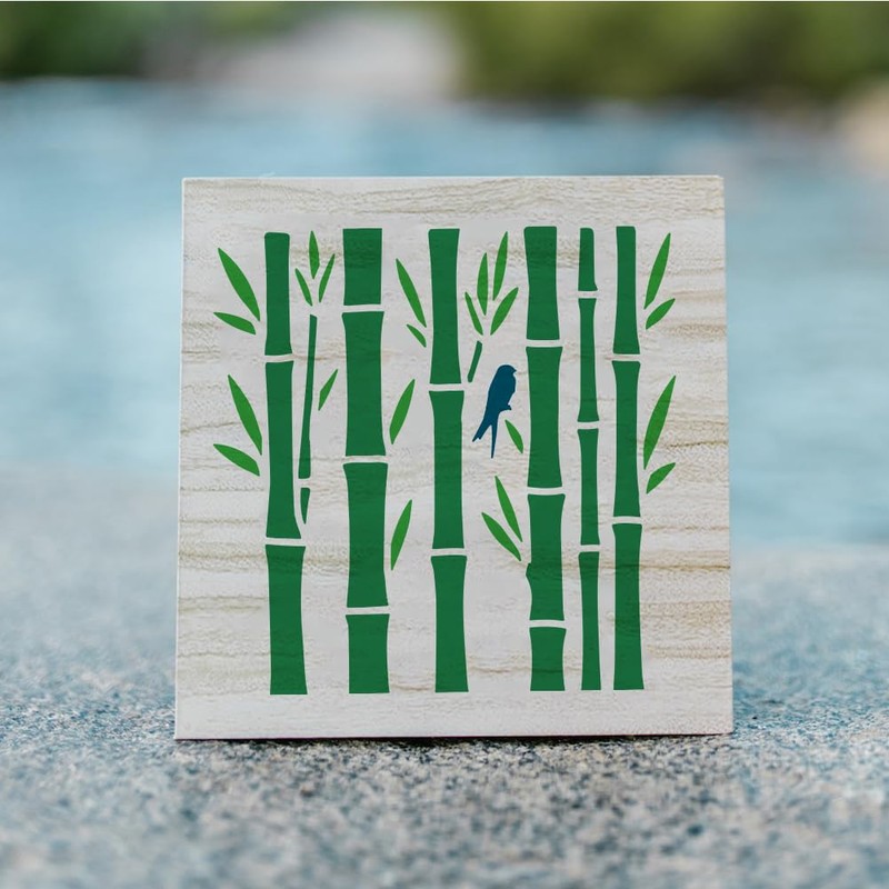 FINGERINSPIRE 6PCS Tree Trunk Stencils for Painting with Brush 5.9x5.9inch