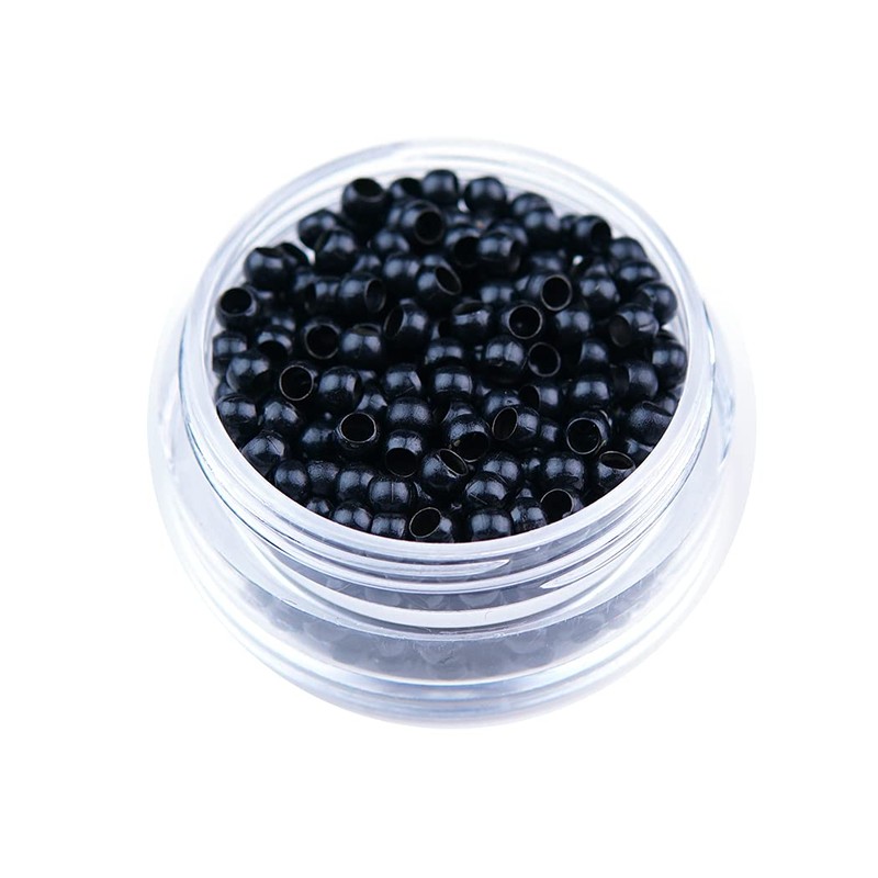 Kullke Nano Rings & Beads for Extensions (1000PCS, Black)