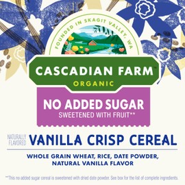 Cascadian Farm Organic Vanilla Crisp Cereal, No Added Sugar, 12 oz