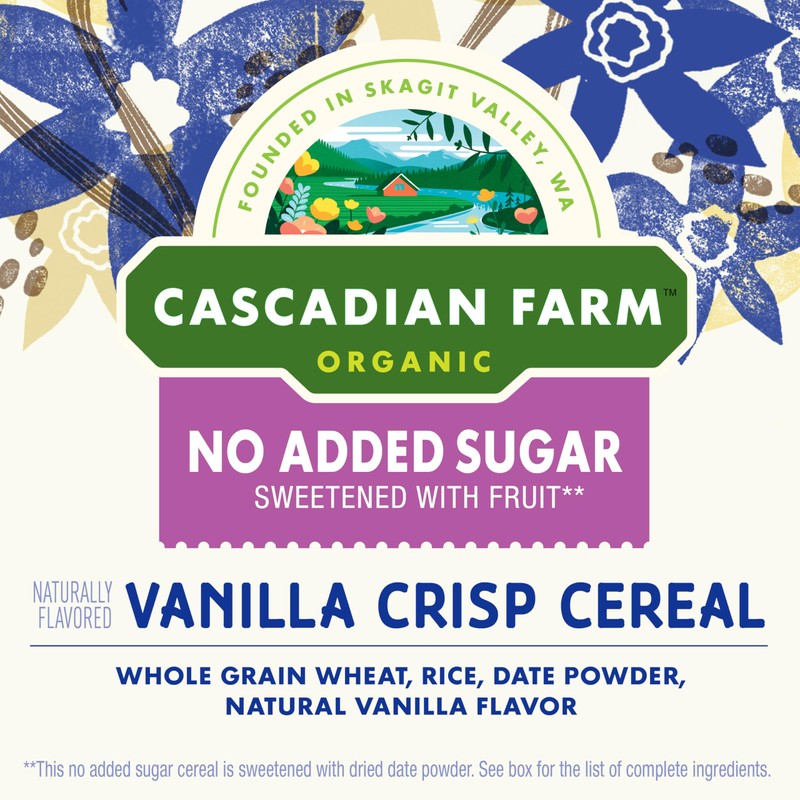 Cascadian Farm Organic Vanilla Crisp Cereal, No Added Sugar, 12