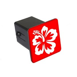 GRAPHICS & MORE Hibiscus Flower - White On Red - 2" Tow Trailer Hitch Cover Plug Insert
