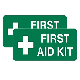 Haobase 2 Pcs First Aid Kit Signs - Self Adhesive Vinyl Sticker (20 cm x 10 cm)