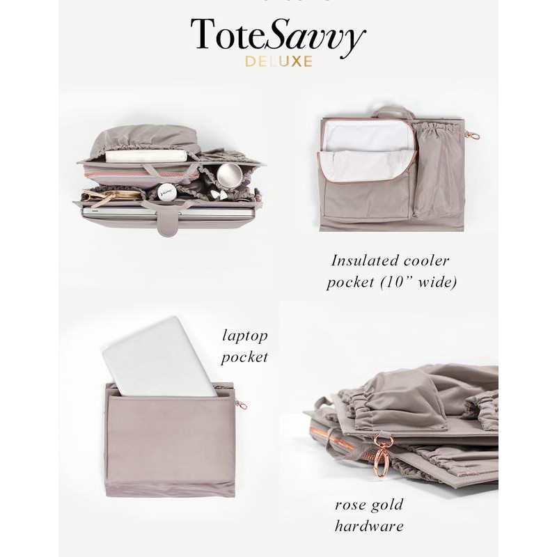 ToteSavvy Deluxe Bag Organizer Insert - Color: Toffee
