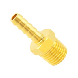 Metaland Brass 1/8" Barb x 1/4" NPT Male Pneumatic Air Hose Fittings with Hose Clamps (Pack of 5)