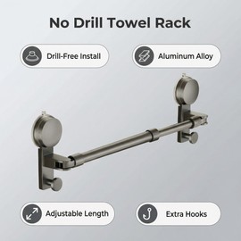 Telescopic Suction Towel Rack No Drill Space Aluminum 15.7-30.7IN