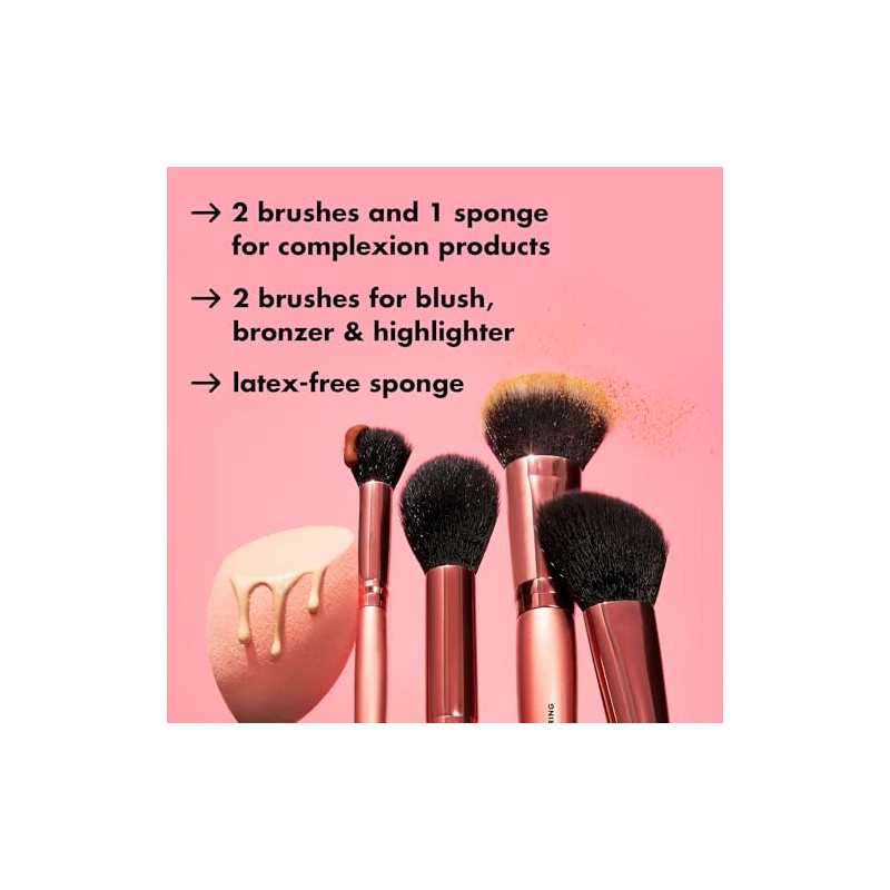 e.l.f. Complexion Essentials - Juego de brochas y esponjas, corrector,