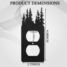 Kingdder 24 Pcs Metal Bear Light Switch Cover Moose Tree Mountain Elk Black Light Switch Plate Forest Outlet Toggle Wall Plate Cover for Home Bedroom Single Gang Socket