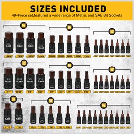 66-Piece Torx Bit & Hex Bit Socket Set: Premium CR-V & S2 Alloy Steel, Star Tamper Proof T8-T70 & E-Torx E4-E24, High Torque Laser Marked for Automotive Mechanic