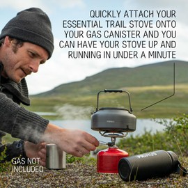 Primus Portable Gas Stove Camping Igniter Included - Essential Trail Stove Piezo - Gas Burner Stove 2500 W - For Threaded Canisters - Mini Camping Stove Hiking & Trekking - Compact Portable Gas Cooker