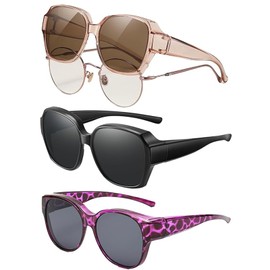 Pddenality 3 PCS Fit over Glasses Sunglasses Womens, Trendy Square Oversized Anti Glare Sunglasses over Glasses for Women and Men for Driving Outdoor