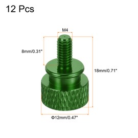 sourcing map 12pcs M4x8mm Knurled Thumb Screw Computer Case Threaded Hand Tighten Screws Aluminum Alloy for PC Case, Dark Green