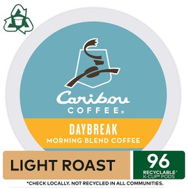 Caribou Coffee Daybreak Morning Blend, Single-Serve Keurig K-Cup Pods, Light Roast Coffee, 24 Count (Pack of 4)