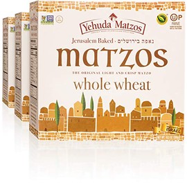 Yehuda Whole Wheat 10.5 oz Matzo Thins (3 Pack) Jerusalem Baked, Thin, Crisp & Delicious! Kosher for Passover