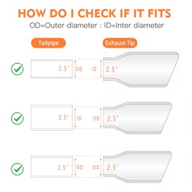 Atokrtact 2.5 to 4 Inch Exhaust Tip 2.5"Inlet to 4"Outlet Exhaust Tips 6.7" Overall Length Muffler Tip 304 Stainless Steel Tailpipe Diesel Exhaust Tip Double Wall Polished Slant Cut Bolt On/Clamp On