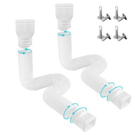 Vantency Rain Gutter Downspout Extensions, Flexible Gutter Connector Rainwater Drainage, Extendable from 21 to 60 Inches, Drain Pipe Connector Extendable for Most Residential Downspouts (White 2 pack)