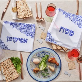 Matte Satin"Blue Swirls" Afikoman Bag