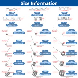 Waltool 115Pcs 21 Sizes Torsional Springs and Mini Compression Spring Assortment Kit, 45/90/120 Degree Stainless Steel Mechanical Small Torsion Spring for Shop and Home Repairs