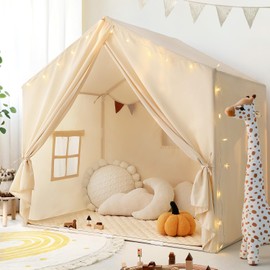 Kids Play Tent with Padded Mat, Play Tent for Toddlers, Large Kids Tent Indoor Playhouse, Play House Tent Princess T Play Cottage for Girls Toy House Birthday Gift