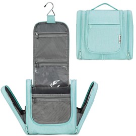 Large Hanging Toiletry Wash Bag Travel Makeup Cosmetic Organizer for Women (Mint Green)