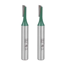 sourcing map Router Bit 1/4" Shank 1/8" Cutting Dia Single Straight Flute Carbide for Woodworking Carpentry Milling Cutter Tool Green 2pcs
