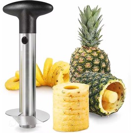 Stainless Steel Pineapple Corer and Fruit Slicer, Manual Peeler with T-Handle, Easy to use Kitchen Tool, Black