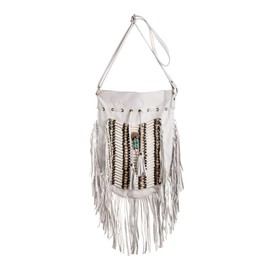 White Boho Bag | Real Leather | Fringe Purse | Bohemian Bags | Hobo Tote Handbag