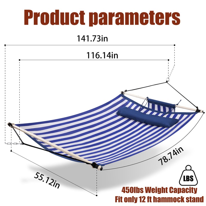 TegerDeger Anti-flip 12FT Hammock Large Hammock 450LB Capacity with Iron