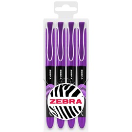 Zebra Fuente - Disposable Fountain Pen - 1.0mm Fine Nib 0.6mm Line Width - Wallet of 4 (Violet)