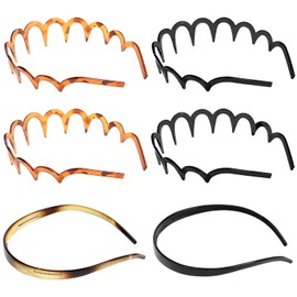 KOMUNJ 6 Stück Kein Kopfschmerz Haarreif,Flex-Haarreifen ohne Druck, Haarkamm Haarband Gewellte Kunststoff Stirnband Make Up Haarreif, für Sport Fitness Tägliches für Damen Und Mädchen