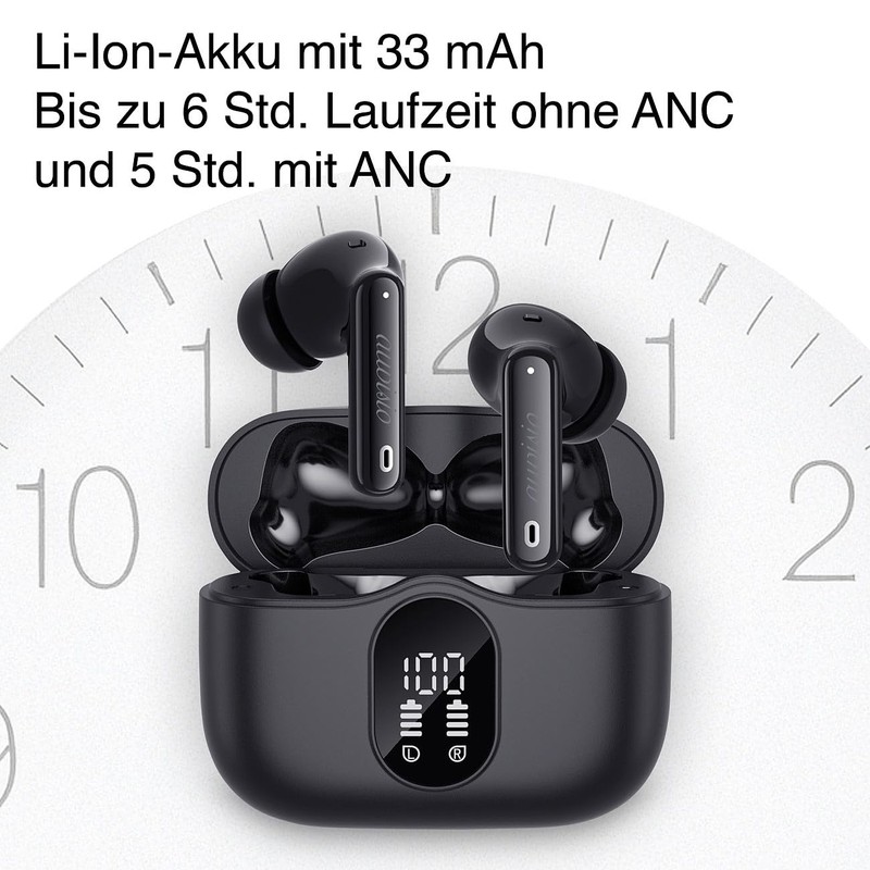 auvisio Commuter Headphones: Wireless In-Ear Headphones with Charging Case, Noise