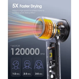 Hair Dryer with Diffuser, 500 Million Negative Ionic Blow Dryer for Fast Drying, 120000RPM High Speed Hairdryer, Professional Dryer with Diffuser and Nozzle Lightweight Low Noise, 4 Temps & 3 Speeds