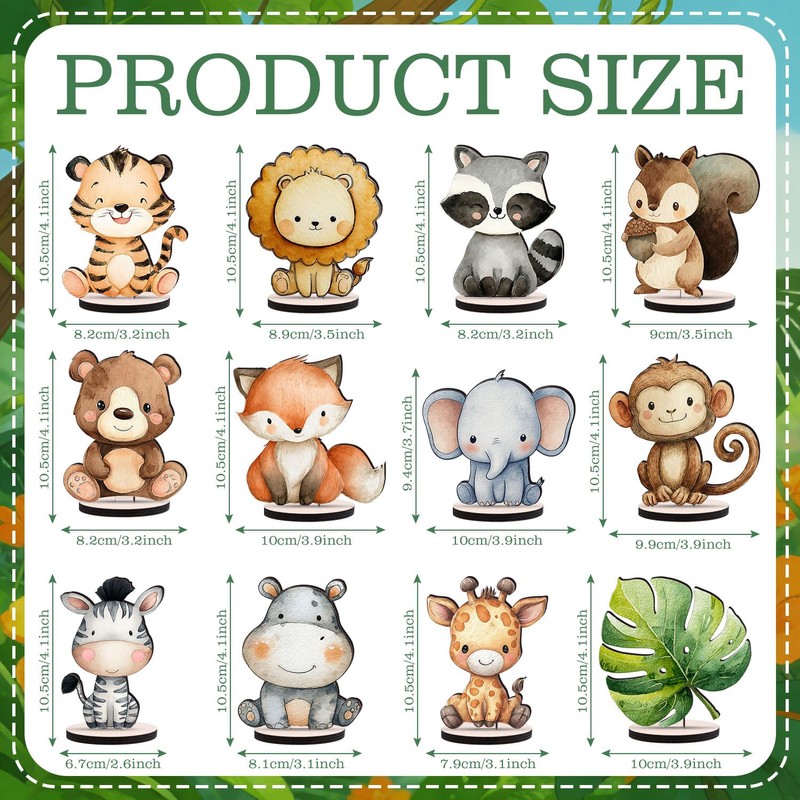 12 Pcs Woodland Animals Table Centerpiece, Cute Animals Baby Shower