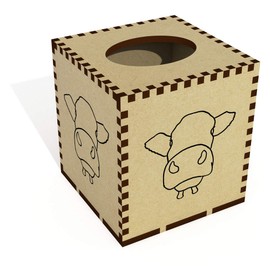 Square 'Cow' Wooden Tissue Box Cover (TB00000481)