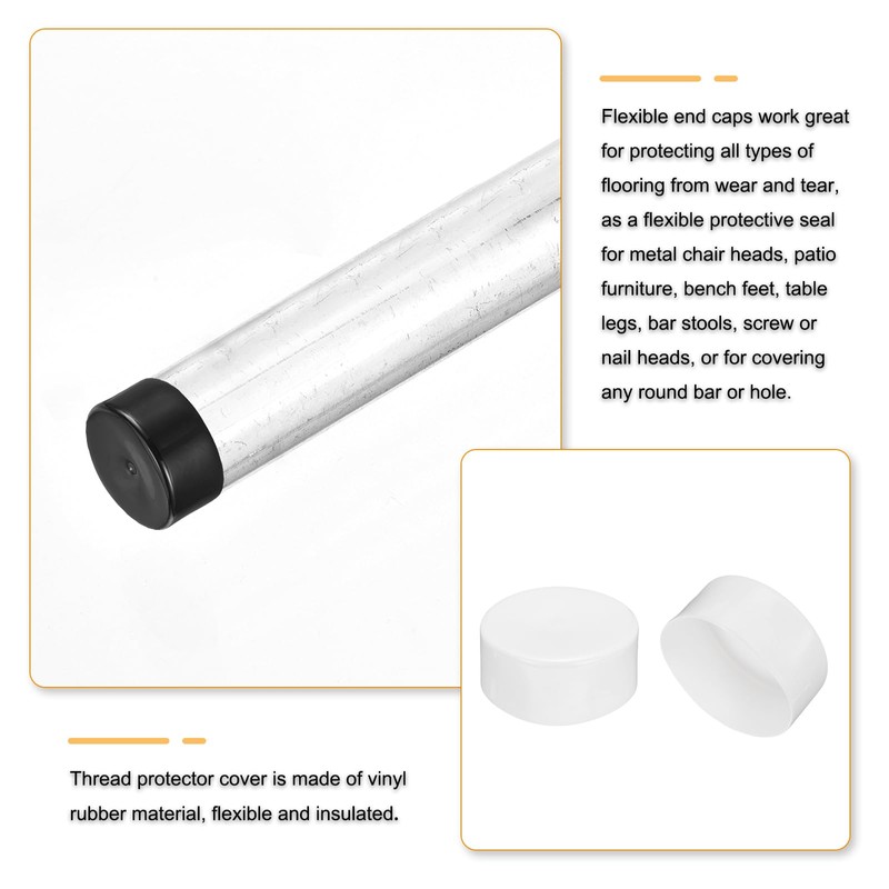 uxcell 180mm(7") Rubber End Caps, Round Vinyl Plug Insert Plastic