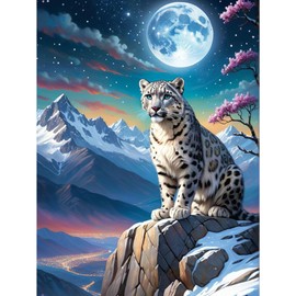 HEIBAGO 5D Landscape Diamond Painting for Adults, Cheetah Rhinestone Embroidery Diamond Painting Set, DIY Full Drill Diamond Painting Kits, Animal Diamond Art Pictures for Beginners, Home Decor, 30 x