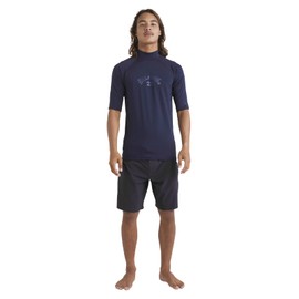 BILLABONG Mens Arch Wave UV50 Short Sleeve Rash Vest Top - Navy - UV Sun Protection and SPF Properties
