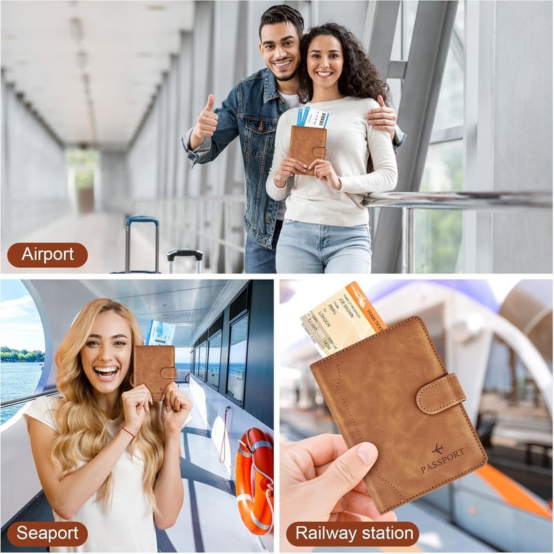 2 Unidades Cartera para Pasaporte RFID, 2 Packs Funda y