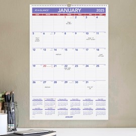 AT-A-GLANCE 2025 Erasable Calendar, Dry Erase Wall Planner, 15-1/2" x 22-3/4", Medium (PMLM032825)