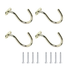 MY MIRONEY 4PCS Gold Closet Rod Supports Can be Used as a Clothes Rod Hook, Widely Used in Dressing Rooms, Kitchens, Bathrooms, etc