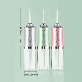 Rechargeable Water Flosser, Portable Oral Irrigator with 4 Counts Jet Tips, Waterproof Teeth Cleaner, 3 Modes Teeth Cleaning Tool for Home & Travel, Valentine's Day Gift:_Silver_1 Set