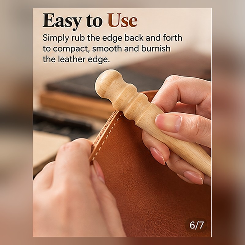 Wooden Leather Edge Burnisher – 14.5cm Grooved Slicker