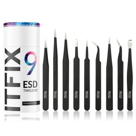 IT Dusters ITFIX Precision Tweezers Set, ESD Tweezers Set, Anti-Static Stainless Steel Tweezers